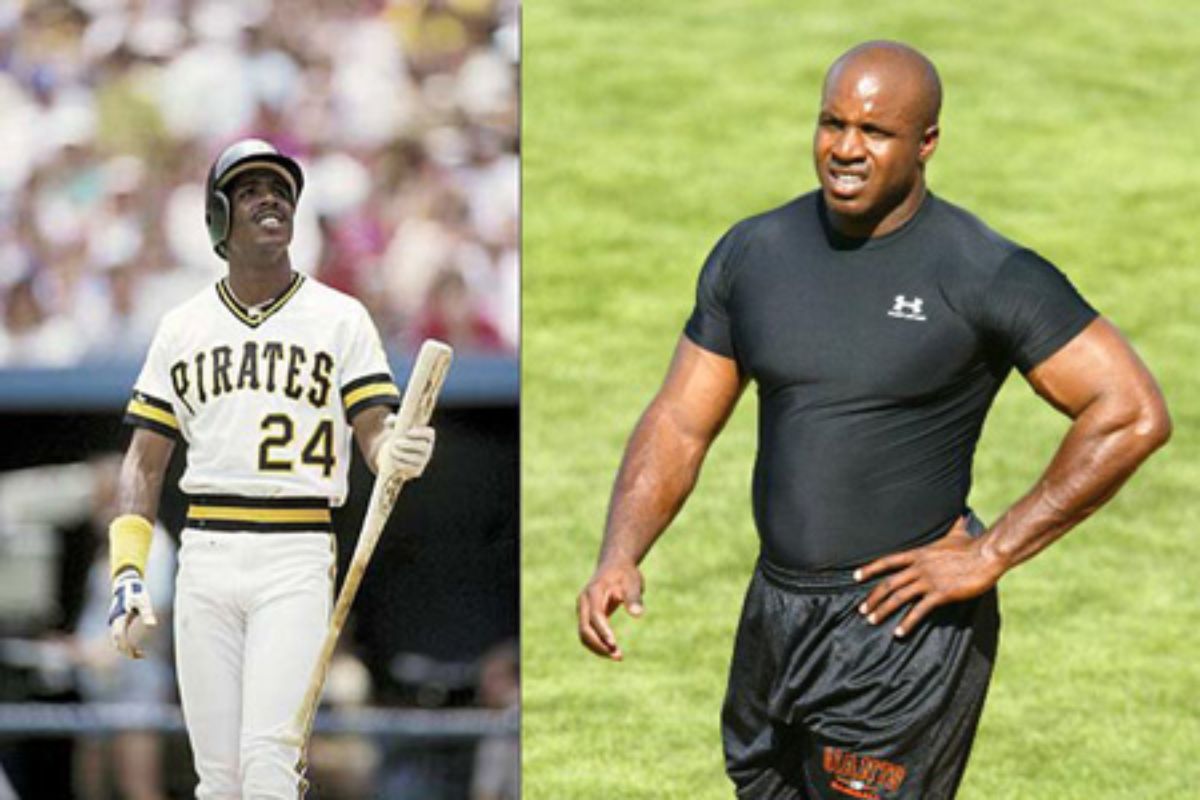 Barry Bonds, before and after steroids comparison picture.