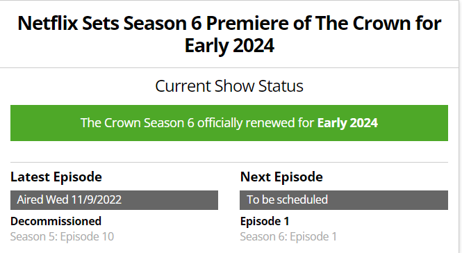 The Crown for Early 2024